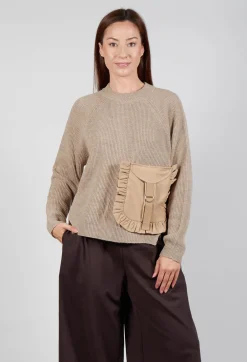 Mei Meij Jumpers^Ribbed Knit Jumper with Feature Pocket in Visone and Camel