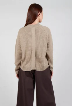 Mei Meij Jumpers^Ribbed Knit Jumper with Feature Pocket in Visone and Camel
