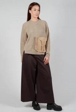 Mei Meij Jumpers^Ribbed Knit Jumper with Feature Pocket in Visone and Camel