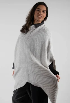 Moyuru Jumpers^Ribbed Knit Poncho in Cream