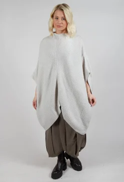 Moyuru Jumpers^Ribbed Knit Poncho in Cream
