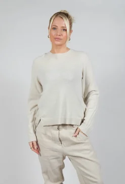 Rundholz Mainline Jumpers^Ribbed Sleeve Jumper in Bone Mel