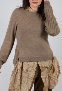 Rundholz Mainline Jumpers^Ribbed Sleeve Jumper in Camel Mel