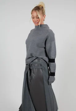 Sarah Pacini Jumpers^Ribbed Sweater in Steel Grey