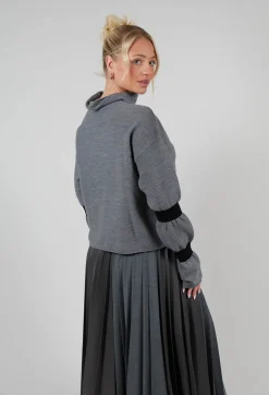 Sarah Pacini Jumpers^Ribbed Sweater in Steel Grey