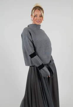 Sarah Pacini Jumpers^Ribbed Sweater in Steel Grey