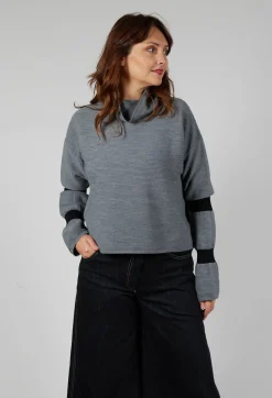 Sarah Pacini Jumpers^Ribbed Sweater in Steel Grey