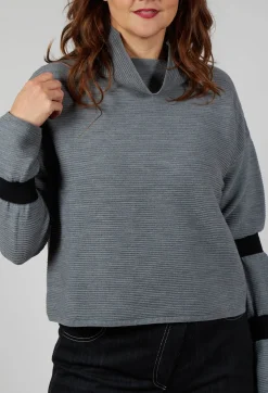 Sarah Pacini Jumpers^Ribbed Sweater in Steel Grey