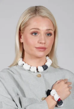 Alice Visin Necklaces^Ribbon Paper Mache Necklace in White