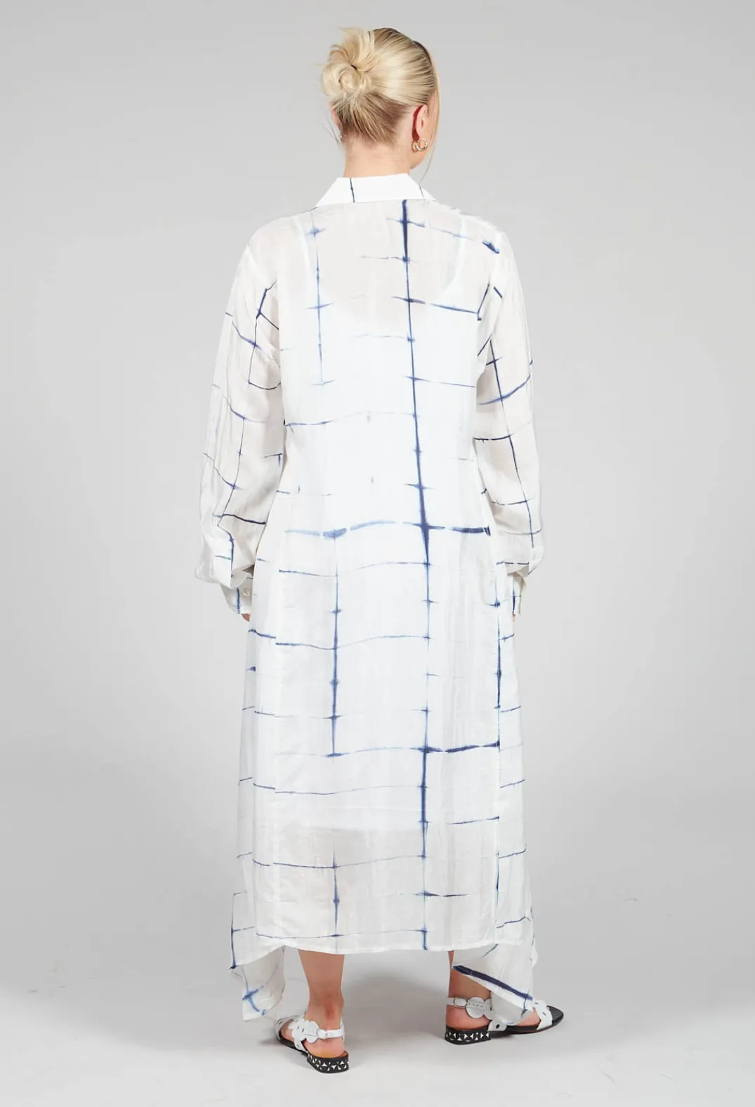 Bianco Levrin Dresses^Roberta Chemisier in Blue and Cream