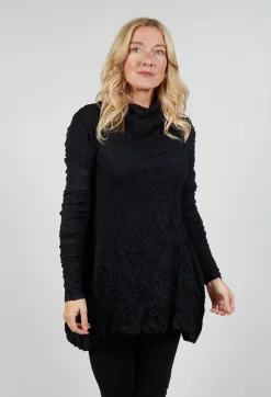 Rundholz Mainline Tops^Roll Neck Crinkle Top in Black