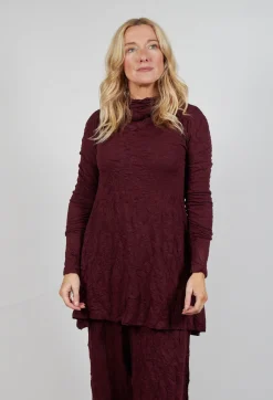 Rundholz Mainline Tops^Roll Neck Crinkle Top in Merlot