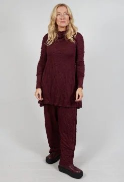 Rundholz Mainline Tops^Roll Neck Crinkle Top in Merlot