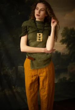 Masnada Tops^Roll Neck Knitted Vest in Moss