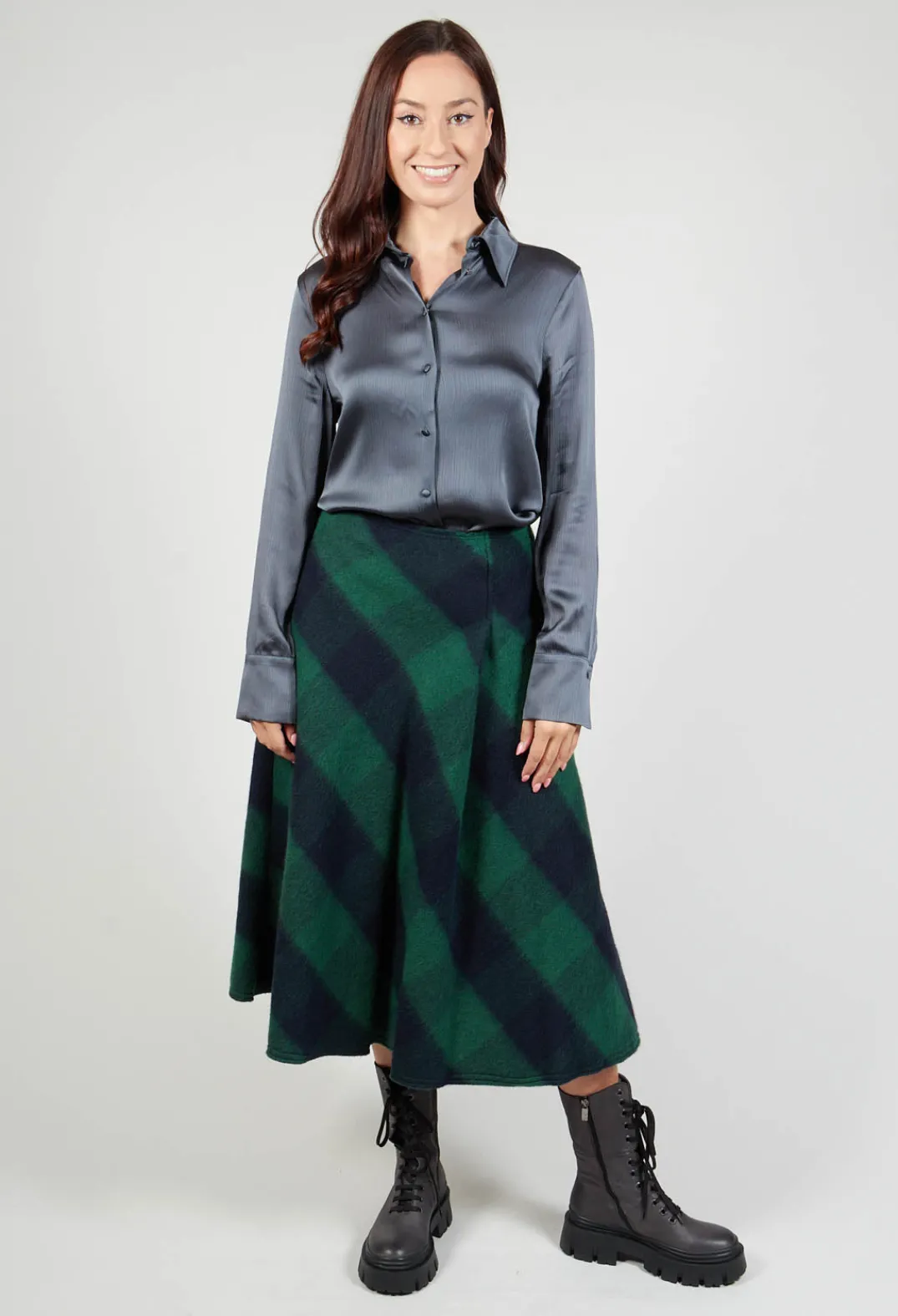 Beatrice B Shirts & Blouses^Romantic Long Sleeved Shirt in Metallic Grey