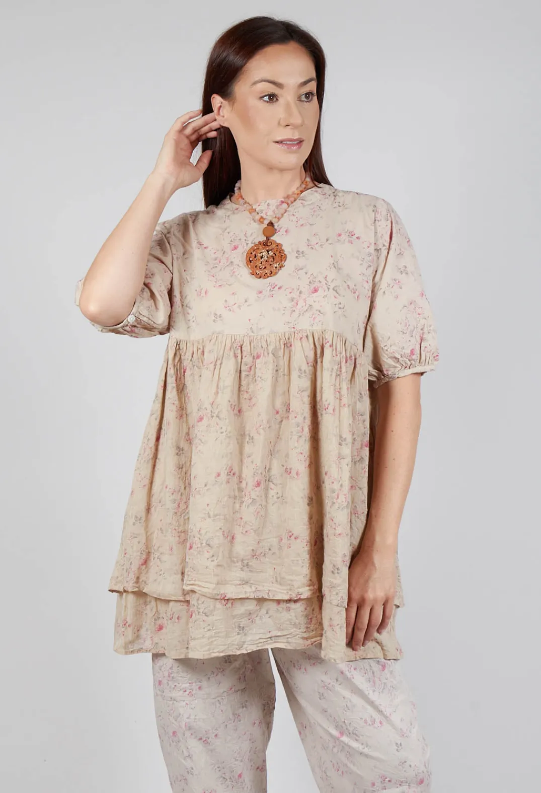 Les Ours Tops^Roselle Top in Liberty Beige Print