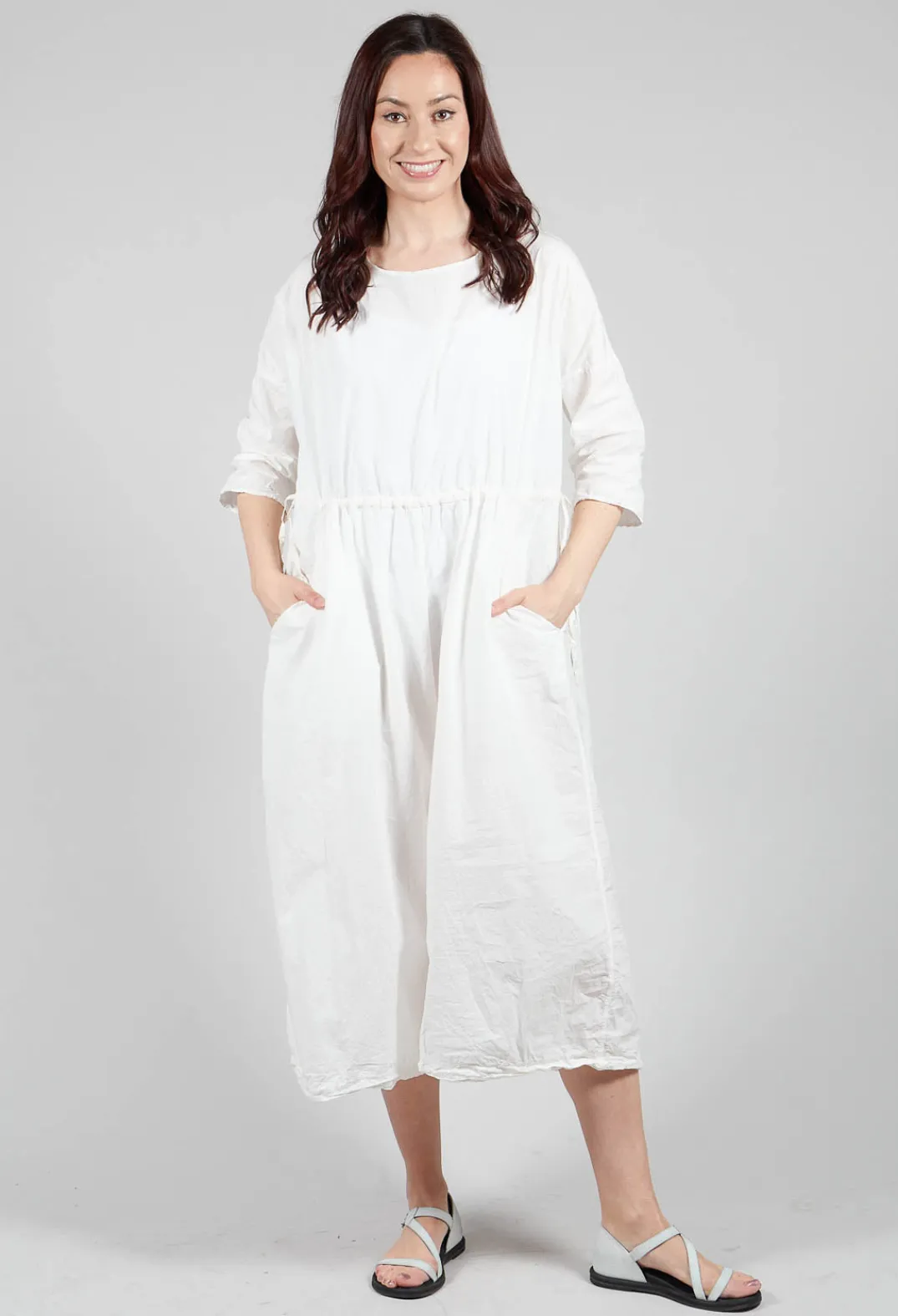 Album Di Famiglia Jumpsuits^Round Neck Jumpsuit TC in Milk