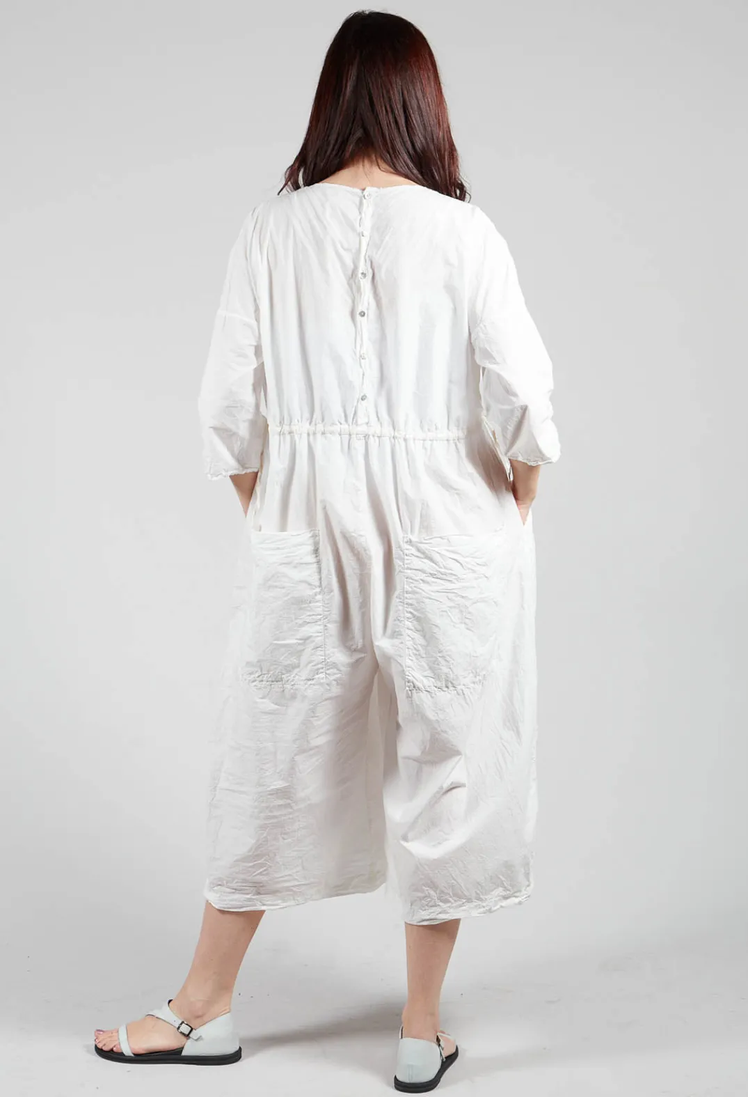 Album Di Famiglia Jumpsuits^Round Neck Jumpsuit TC in Milk