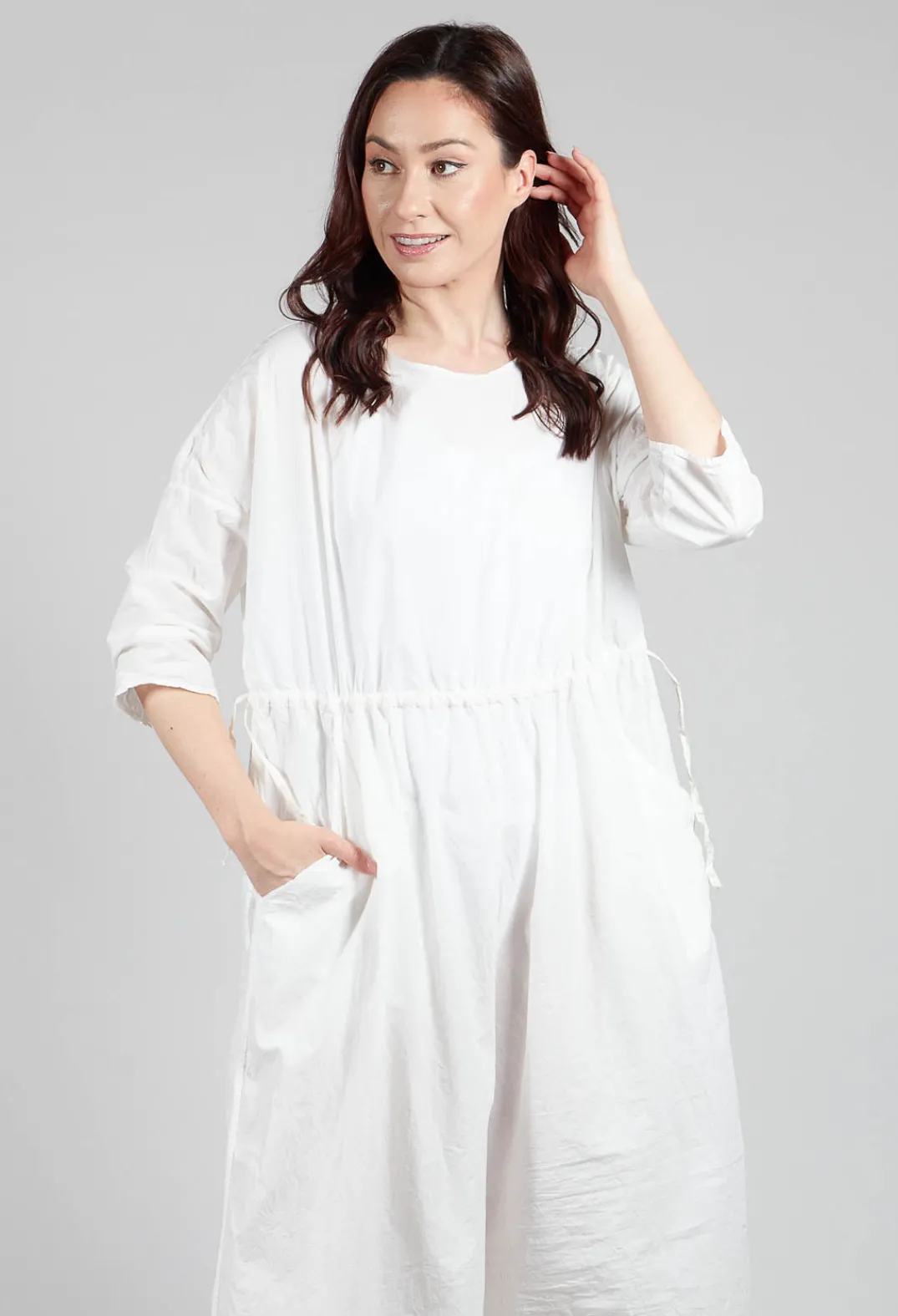 Album Di Famiglia Jumpsuits^Round Neck Jumpsuit TC in Milk