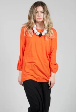 Rundholz Dip T-shirts^Round Neck Long Sleeved T Shirt with Bell Sleeves in Orange