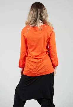 Rundholz Dip T-shirts^Round Neck Long Sleeved T Shirt with Bell Sleeves in Orange
