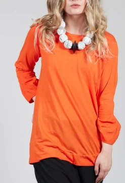 Rundholz Dip T-shirts^Round Neck Long Sleeved T Shirt with Bell Sleeves in Orange