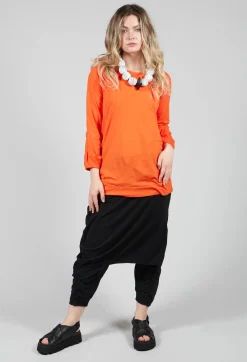 Rundholz Dip T-shirts^Round Neck Long Sleeved T Shirt with Bell Sleeves in Orange
