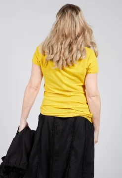 Rundholz Dip T-shirts^Round Neck Short Sleeved T Shirt with Skirt Panel in Lemon