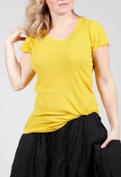 Rundholz Dip T-shirts^Round Neck Short Sleeved T Shirt with Skirt Panel in Lemon