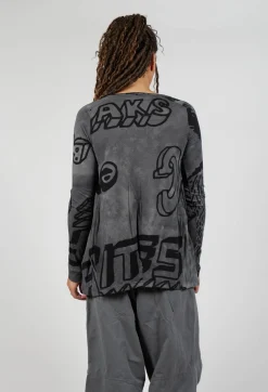 Rundholz Black Label Tops^Round Neck Top with Lettering Design in Rock Print