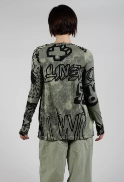 Rundholz Black Label Tops^Round Neck Top with Lettering Design in Defender Print