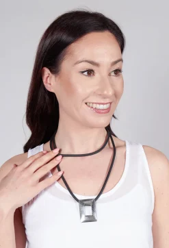 Bender Schmuck Necklaces^Rubber Necklace with Brass Pendant in Silver-Coloured