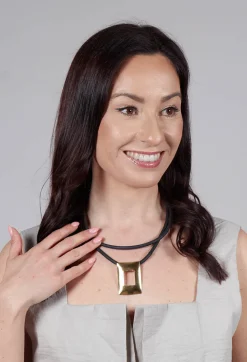 Bender Schmuck Necklaces^Rubber Necklace with Brass Pendant in Golden