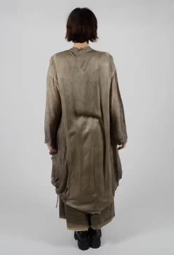 Sanctamuerte Shirts & Blouses^Ruched Shirt Dress in Raso di Viscosa and Viscosa Seta Green Tuscany