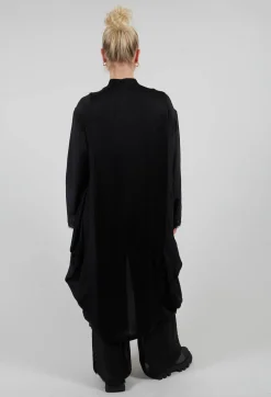 Sanctamuerte Shirts & Blouses^Ruched Shirt Dress in Raso di Viscosa and Viscosa Seta Nero