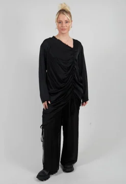 Sanctamuerte Dresses^Ruched Top in Raso di Viscosa Nero
