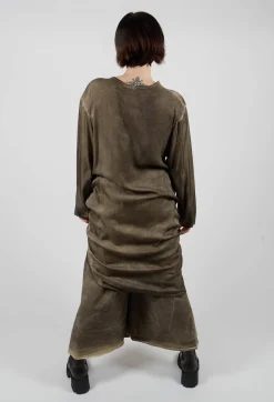 Sanctamuerte Dresses^Ruched Top in Raso di Viscosa Green Tuscany