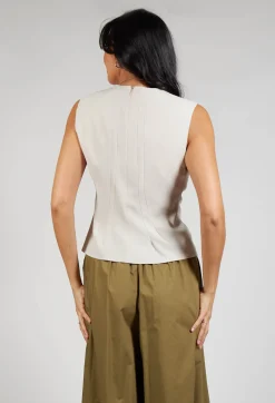 Mei Meij Tops^Ruched Vest Top in Beige