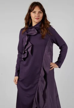 Bize Dresses^Ruffle Front Dress in Plum