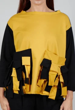 Bread and Butter Jumpers^Ruffle Front Relaxed Jumper in Yellow and Black