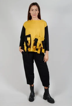 Bread and Butter Jumpers^Ruffle Front Relaxed Jumper in Yellow and Black