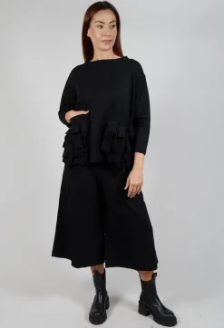 Bread and Butter Jumpers^Ruffle Front Relaxed Jumper in Black