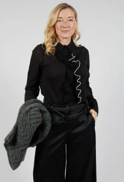 Sarah Pacini Shirts & Blouses^Ruffle Front Shirt in Black