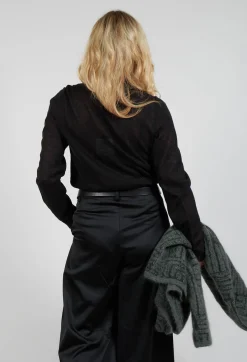 Sarah Pacini Shirts & Blouses^Ruffle Front Shirt in Black