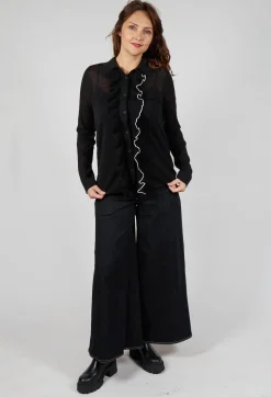 Sarah Pacini Shirts & Blouses^Ruffle Front Shirt in Black
