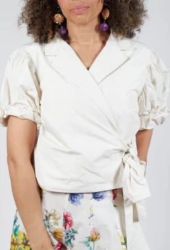 Les Filles d'Ailleurs Tops^Ruffle Wrap Jacket in Ecru