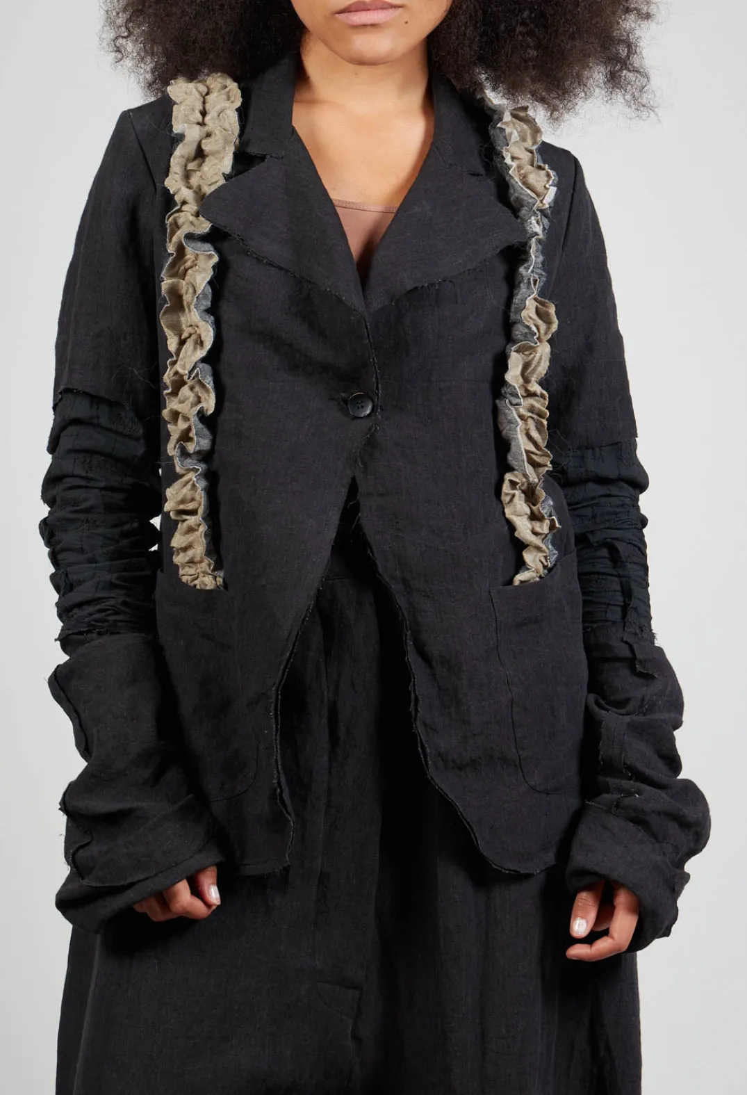 Marc Point Jackets^Ruffled Blazer in Black