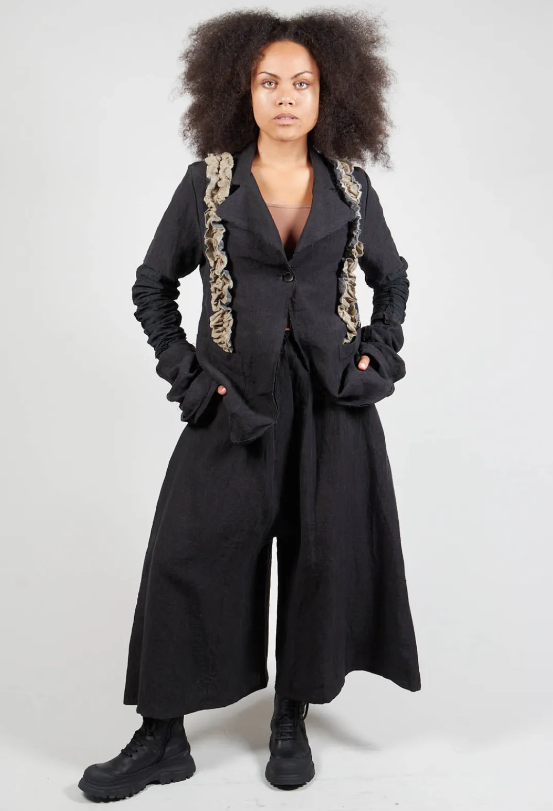 Marc Point Jackets^Ruffled Blazer in Black