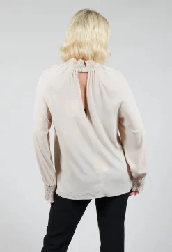 Beatrice B Shirts & Blouses^Ruffled Silk Blend Blouse in Sand