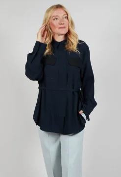 Beatrice B Shirts & Blouses^Satin B Shirt in Navy